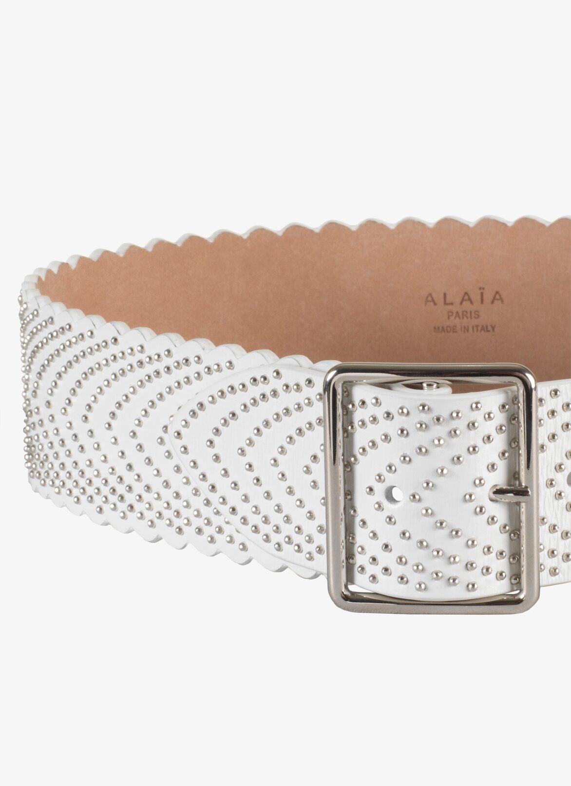 BELT CUIR LUX CASCADE OPTICAL WHITE ALAÏA WHITE  BELT CUIR LUX CASCADE OPTICAL WHITE